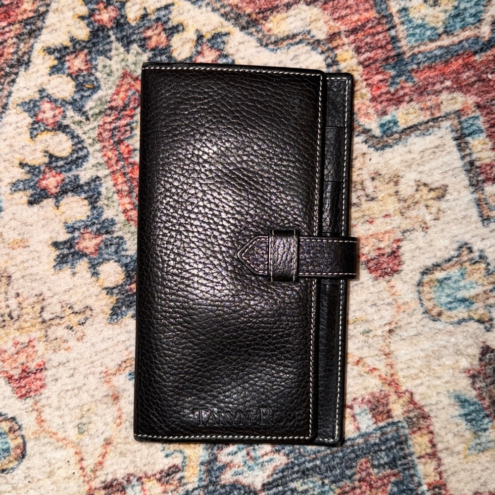 Taryn Rose luxury Black Leather Wallet checkbook holder.